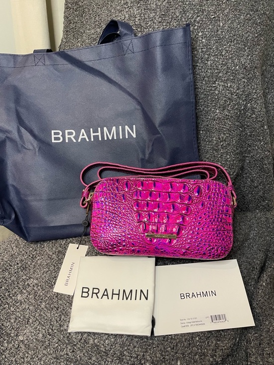 Brahmin Handbags - NWT Brahmin “Danica” in Voltage Violet Melbourne Croc-Embossed Crossbody